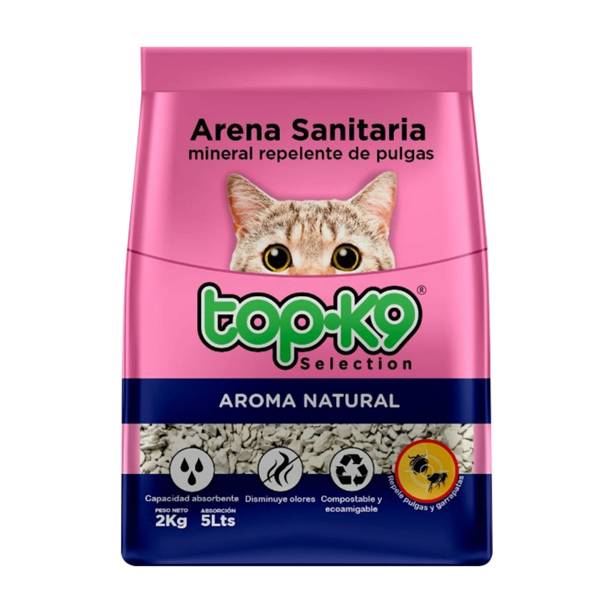 Arena Sanitaria Mineral Repelente Topk9 10 Kg.