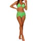thumbnail image 2 of INSPIRE CHIC Conjunto de Bikini de Halter de 3 Piezas para Mujer con Anillo Vinculado y Pareo de Malla Texturizada de Cintura Alta Traje de Baño Triangular Grande Verde Fluorescente, 2 of 5