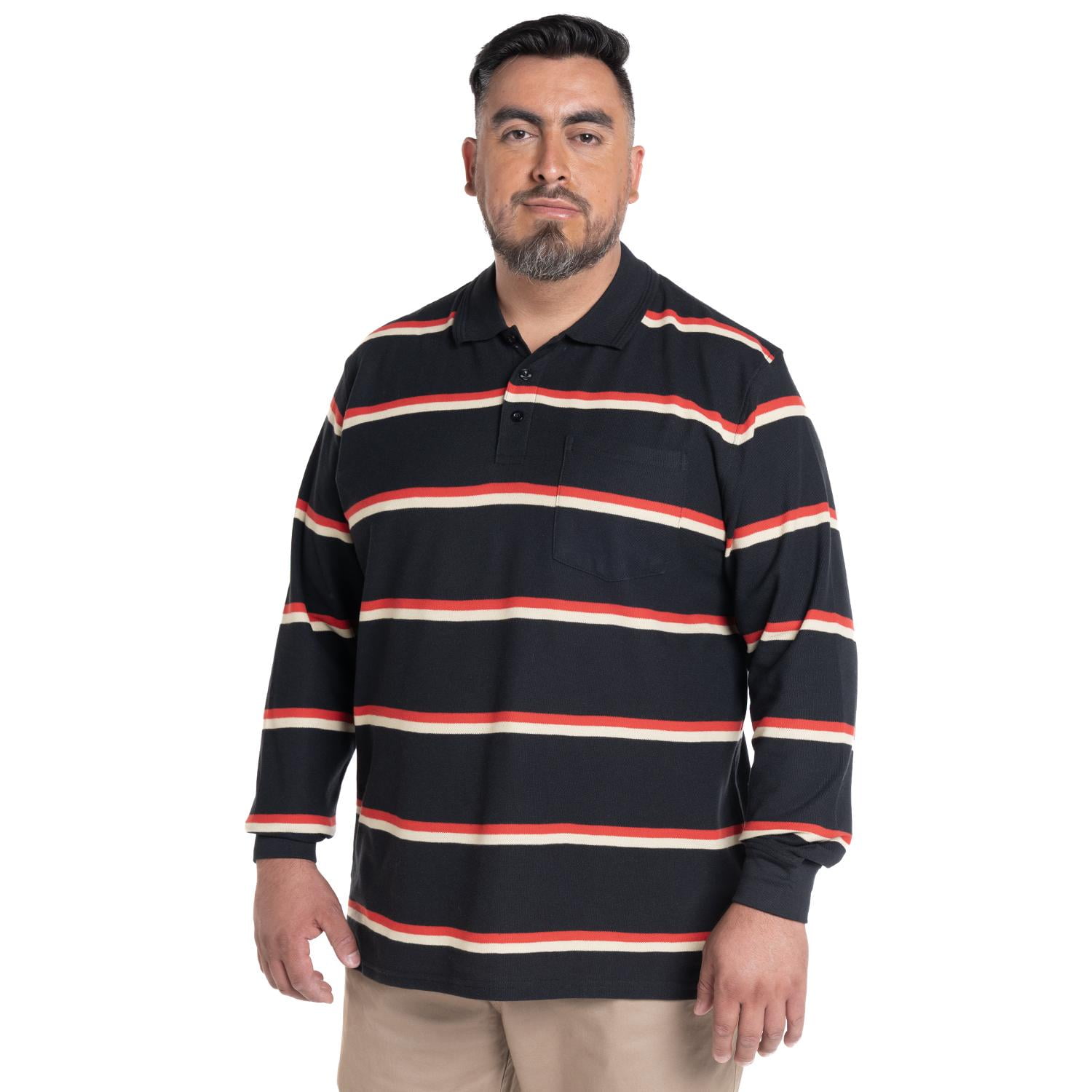 Kotting - Polera Manga Larga Pique Listada Rojo 5xl