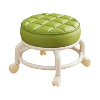 Magideal - Silla Pequeña Con Ruedas Y Asiento Bajo, Reposapiés Móvil, Cómodo Taburete Giratorio De 360 Grados De Cuero Sintético Para Peluquería En Casa, Salón