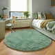 thumbnail image 4 of Alfombra PAGISOFE, suave, verde salvia, 120 cm, redonda, para dormitorio, 4 of 8