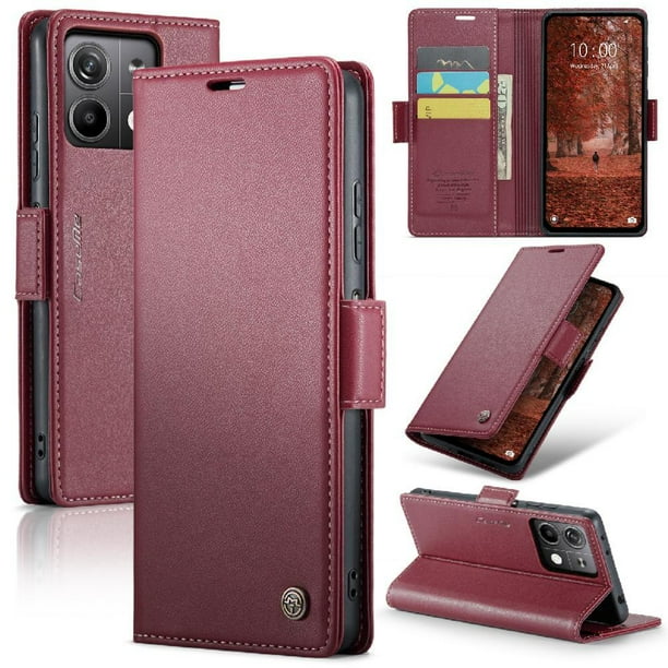 CaseMe tipo cartera Xiaomi Redmi Note 13 5G con cierre magnético, RFID, tarjetero, soporte, carga inalámbrica