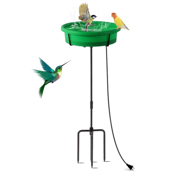 Baño para Pájaros HRAYLTOP Calefaccionado de 75 W para Exterior – Verde