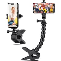 Genérico - Abrazadera Ajustable De Cuello De Cisne Para Teléfono - Soporte De Mesa/Escritorio Con Pinza De Estabilidad Para Dispositivos De 2,4-4,3'' - Compatible Con Los Modelos Iphone Y Samsung-Negro