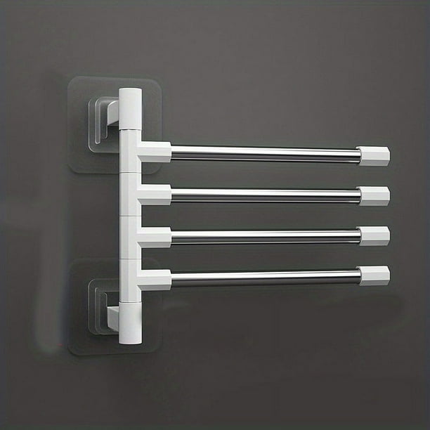 1pc Bathroom Punch-free Wall Hanging Rotating Towel Rack, Toilet Shelf, Multi-layer Hanging Rod, Washroom Hanging Folding Rack