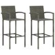 thumbnail image 1 of Juego de taburetes de bar VidaXL de 2 piezas con reposapiés de poliratán gris, 1 of 8