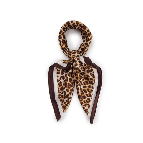 Pañuelo Tipo Seda 70x70 Cm Animal Print Leopardo Elegante cafe Talla Única