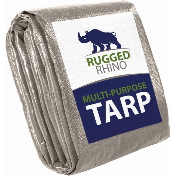 Tarp Rugged Rhino para todo tipo de clima, 100% impermeable, 10 x 10 pies, plateada