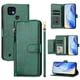 thumbnail image 4 of Funda tipo cartera para REALME C21 con bolsillo con cremallera, tarjetero, soporte, correa para la muñeca y tapa de cuero verde, 4 of 5