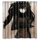 thumbnail image 1 of Cortina de ducha de baño con dibujos de anime de chica negra genial, juego de cortina de baño con ganchos, tamaño 66 x 72 pulgadas, 1 of 3