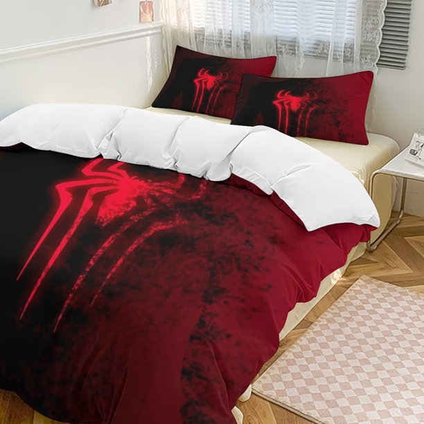 Spider-Man 3-Piece Twin Bed Set - Includes 1 Single Quilt And 2 Pillow Cases Bedding - Fade Resistant Microfiber - Spider