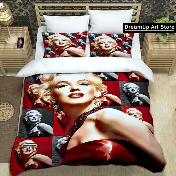 Fashion M-Marilyn M-Monroe Bedding Set Boys Girls Duvet Cover Pillowcase Bed Adult Bedroom