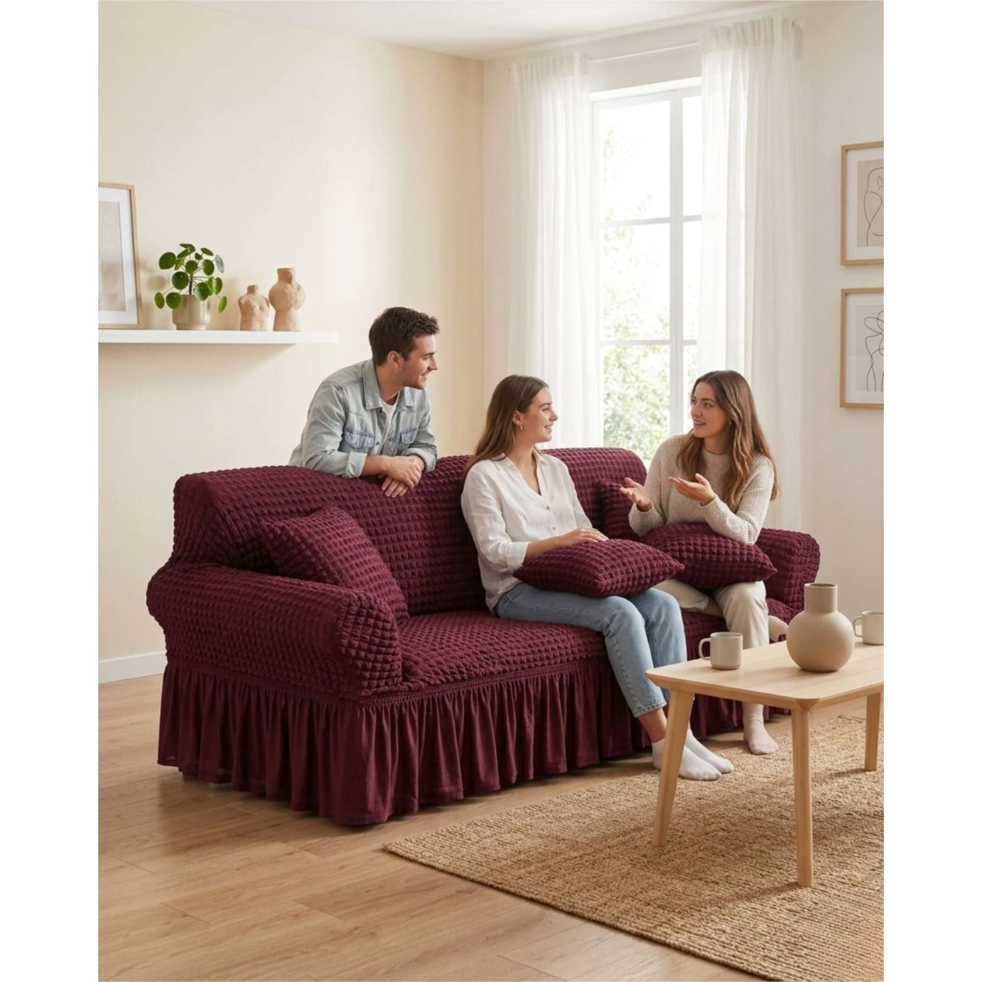 Mylhogar - Protector De Sillón Turco 2 Cuerpos Diseño Elegante