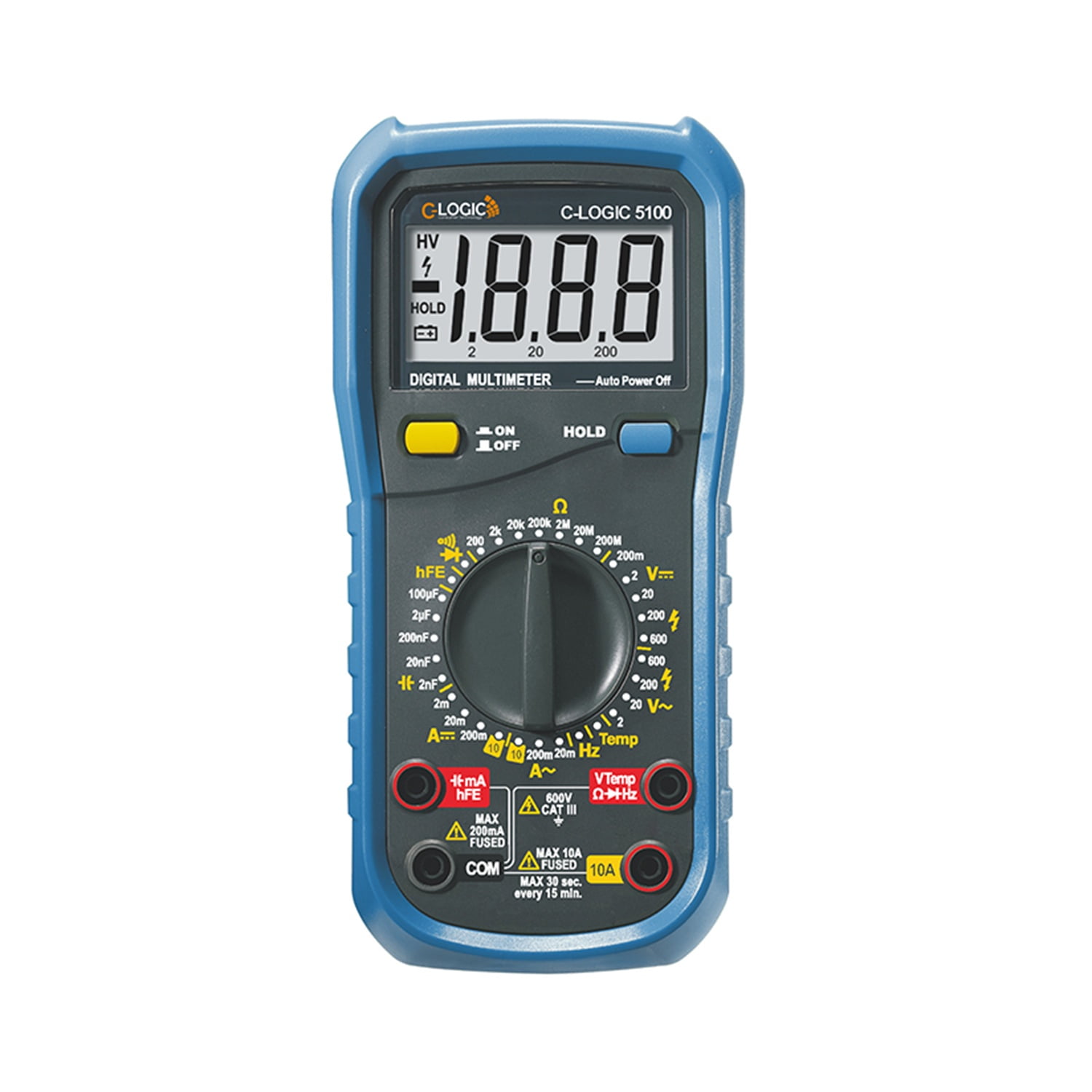 C-logic - Multímetro Digital Selec. Manual, 600v-10a Ac/dc