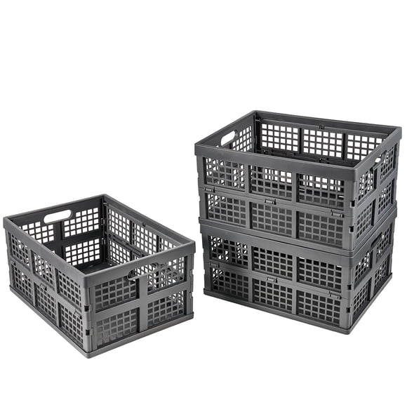 Cajas de Almacenamiento Aebeky 30L Plegables de Plástico – Pack de 3 (gris)