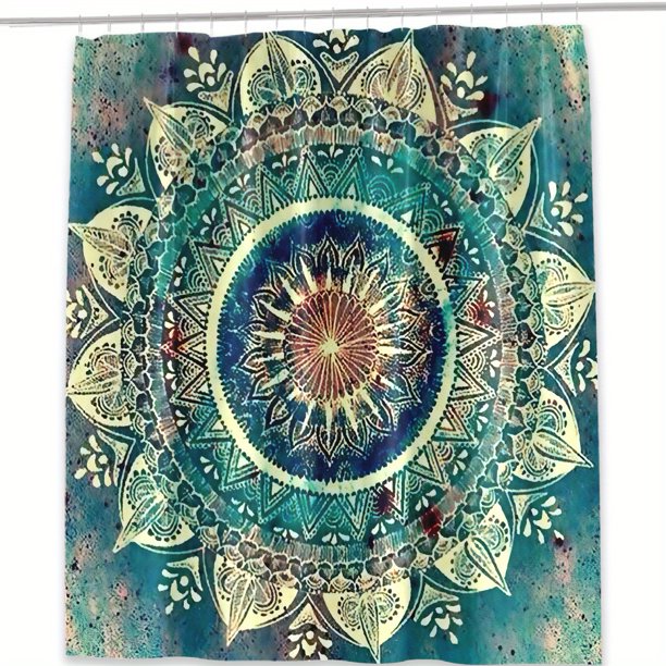 1pc Bohemian Mandala Shower Curtain - Waterproof Polyester Bath Curtain with Hooks - Adds Style and Functionality to Your Bathroom