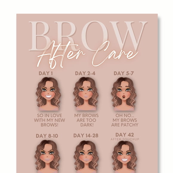 Tarjetas de Cuidado Posterior para Microblading de Cejas PMU 10x15 cm
