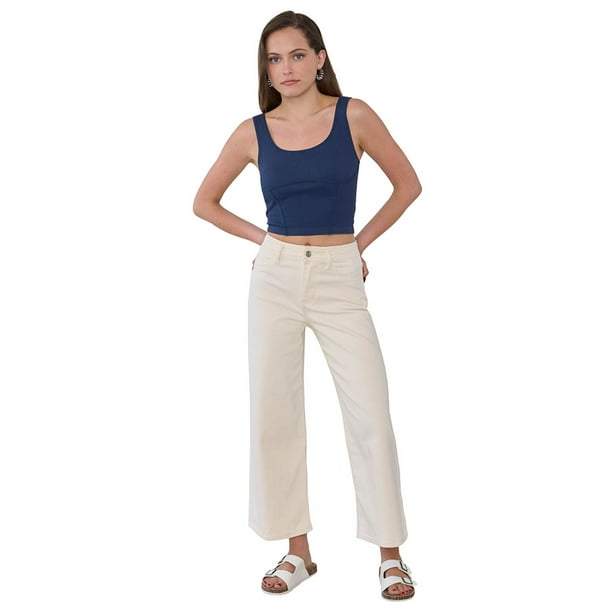 Jeans Mujer Culotte Fit 5 Bolsillos Ecru Corona