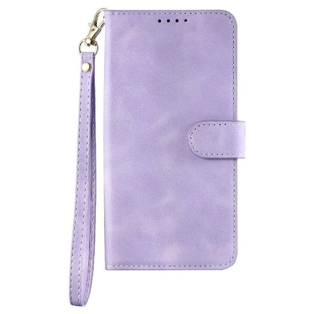 Funda Cartera para iPhone 17 Tapa con Ranuras, Soporte y Correa Morado