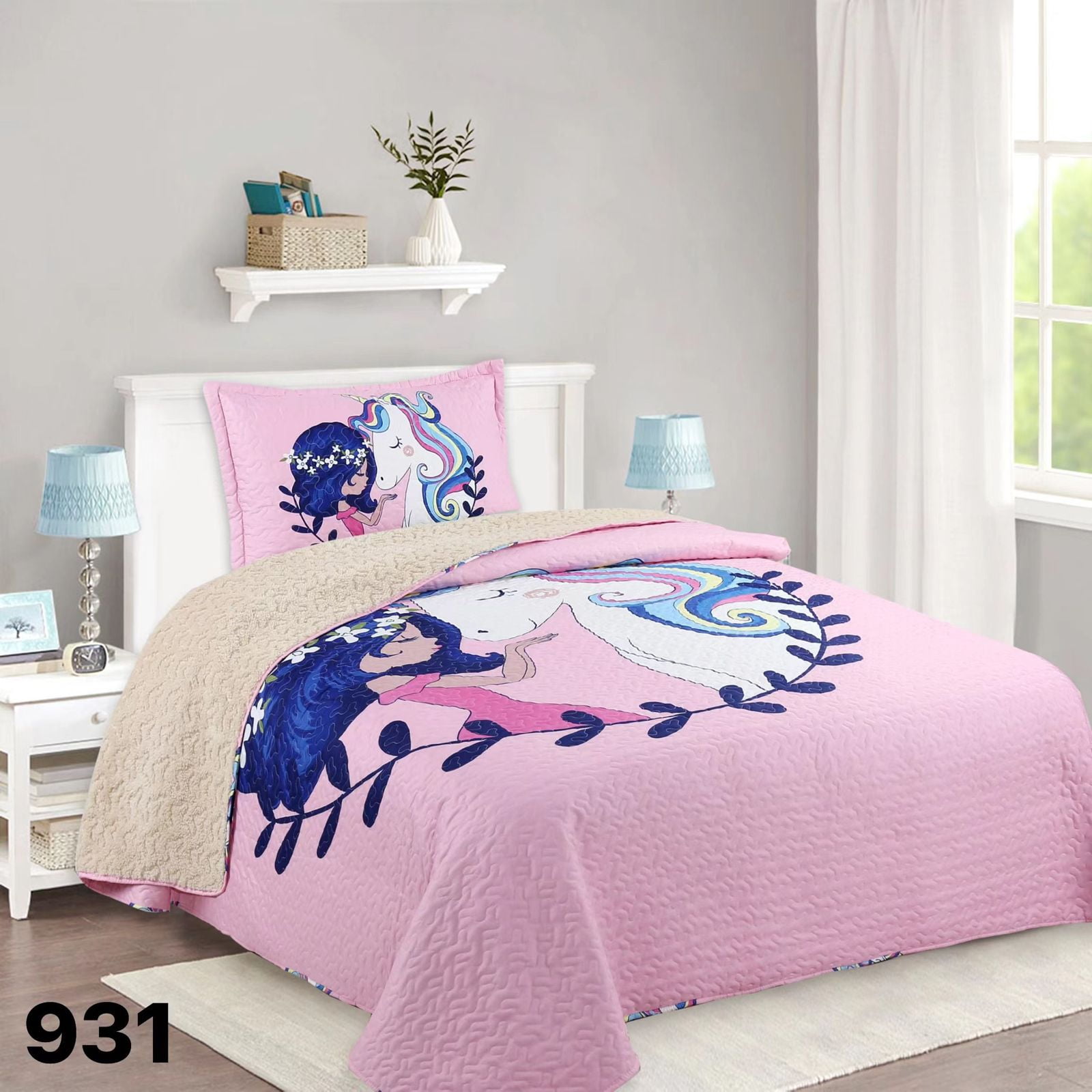 Genérico - Cubrecama Quilt Sherpa 1 1/2 Plazas - Princesa Anastasia M931