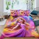 thumbnail image 2 of Enredados, Princesa Rapunzel Conjunto de sábanas temático, trío de piezas, cómodo y amigable con la piel, diseño único, regalo de decoración para el hogar para familiares, amigos y fans,173cm *218cm, 2 of 6
