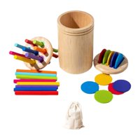 Bothyi - Juguetes De Equilibrio De Madera, Palos De Clasificación De Colores Para Niños De 2 Años, 16 Varillas, 10 Discos