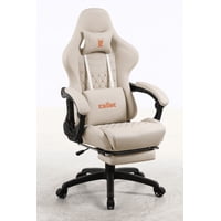 Krone Gaming - Silla Gamer Escritorio Oficina Krone Xl Masajeador Y Apoyapiés - Crema