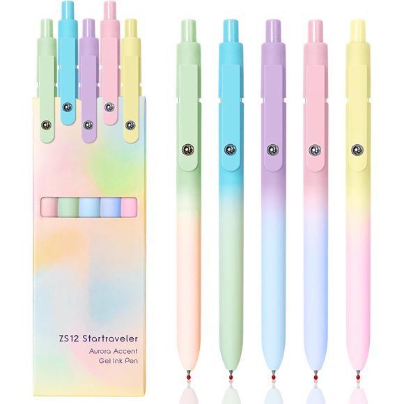 YOXMJDB Gel Pens, 5 Pcs Medium Point Smooth Writing Pens Cut