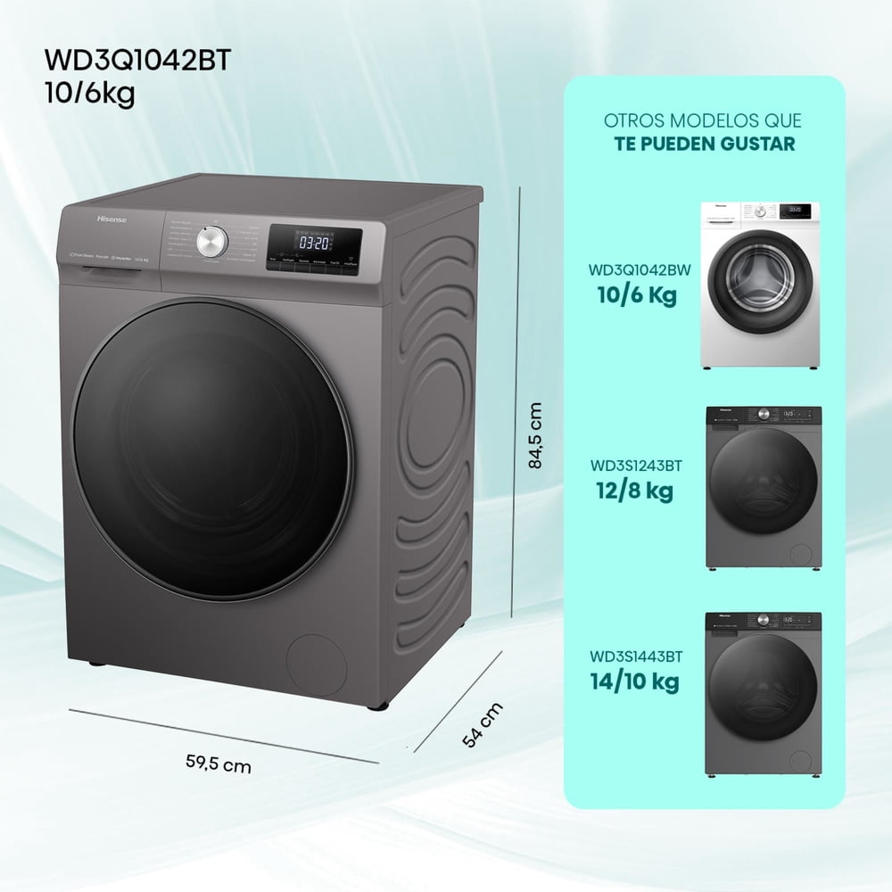 Hisense WD3Q1042BT 10/6 kg Inox, foto 11