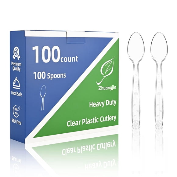 Cucharas de Plástico ZhuangJia Paquete de 100 Unidades 16.8 cm Transparente Sin BPA