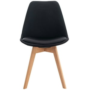 Habita2 Chile - Silla Para Comedor Tulip Tapiz Lino Base Madera - Negro