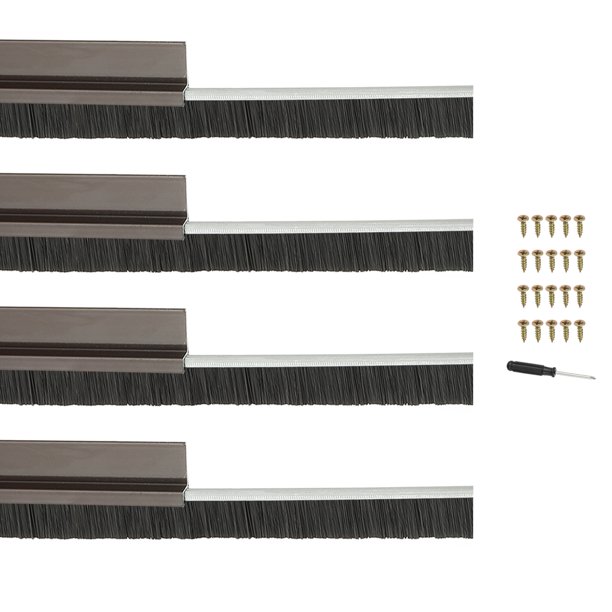 Uxcell Barreras de Cepillo para Puertas Soporte en Forma de H de Aleación de Aluminio para Sellado de Puerta Inferior de Garaje Marrón 0.59" x 39.37"