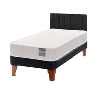 5º Sueño - Cama Europea 1,5 Plaza Luna + Respaldo Tubular + Patas Plastico Color Caoba