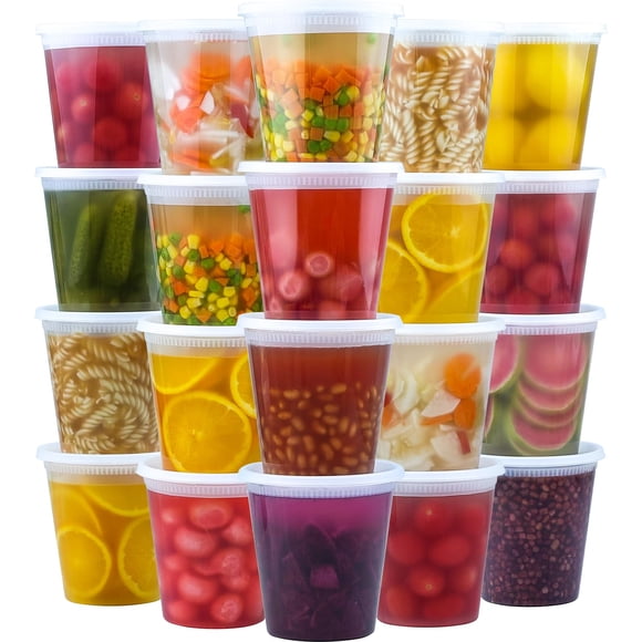 Deli Containers Dealusy, 50 unidades, 950 ml, con tapas de plástico sin BPA