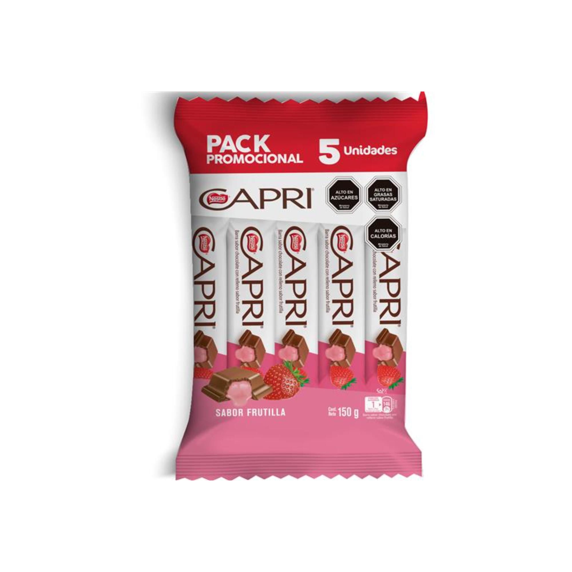 Chocolate Relleno Sabor Frutilla Pack 5un 150 g Capri