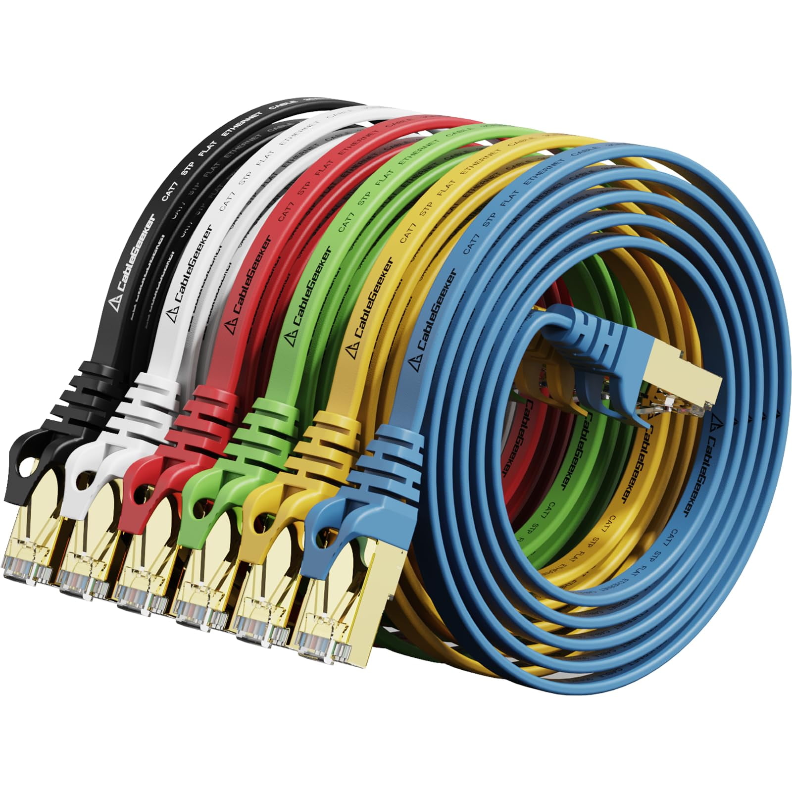 Cable Ethernet Cat7 Plano Blindado Cablegeeker De 1 M, Paquete De 6
