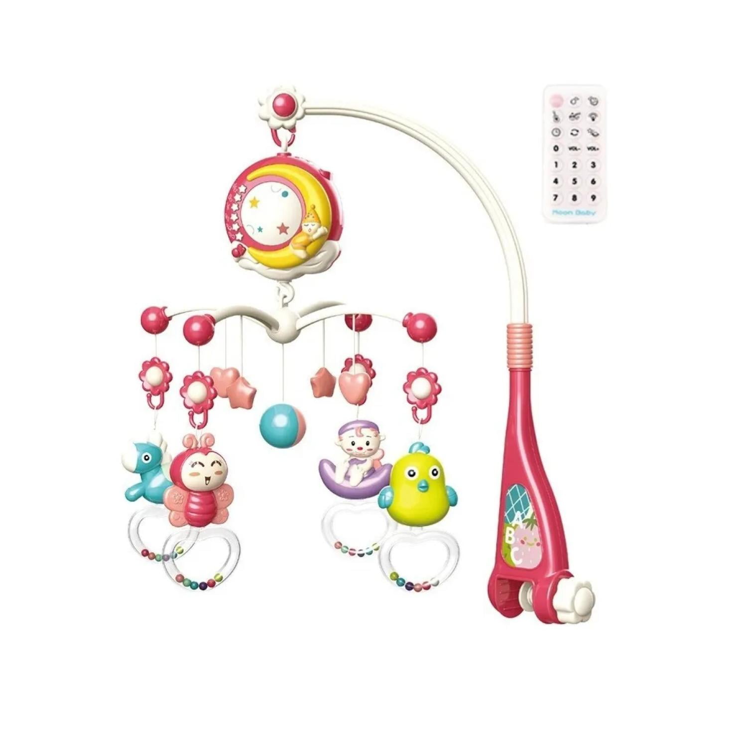 Total E-commerce - Juguete Movil Sonajero Infantil Con Luz Y Sonido Animales Rosado