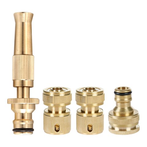 Ioensy - 4 Accesorios De Conexión Rápida Para Manguera De Jardín De Latón Para Limpieza De Vehículos De Jardinería