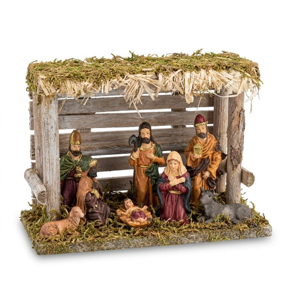 Pesebre Navideño Nacimiento Establo Figura Artesanal 20x15cm