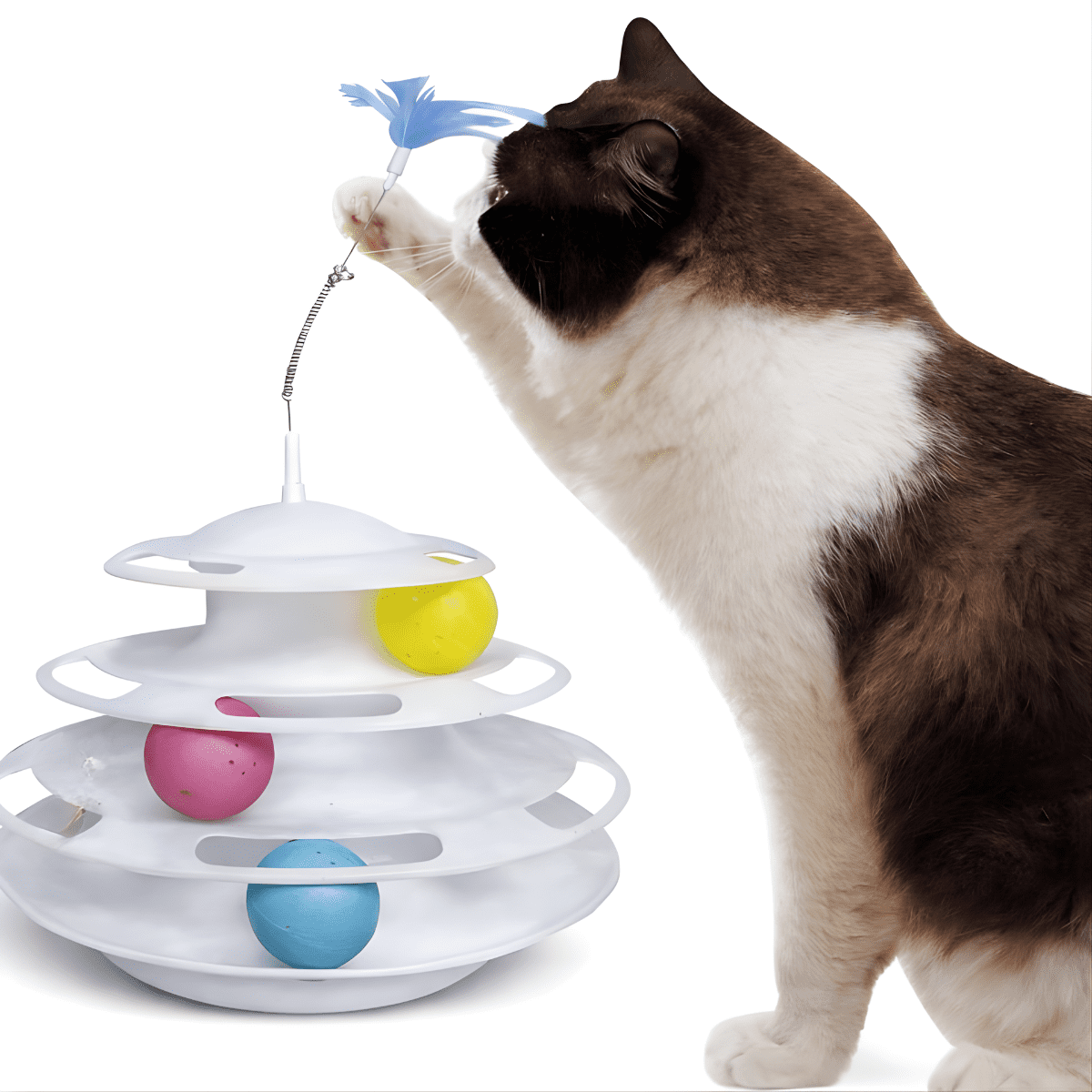 Genérico - Torre De Juego Para Gatos 3niveles Pelotas Y Pluma Giratorio