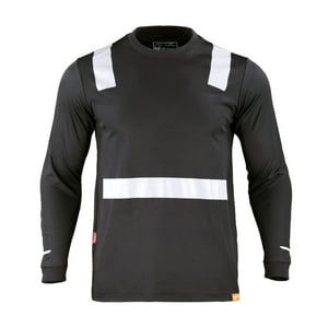 T-World - Polera Hibrida Cinta Reflectiva Manga Larga Negro