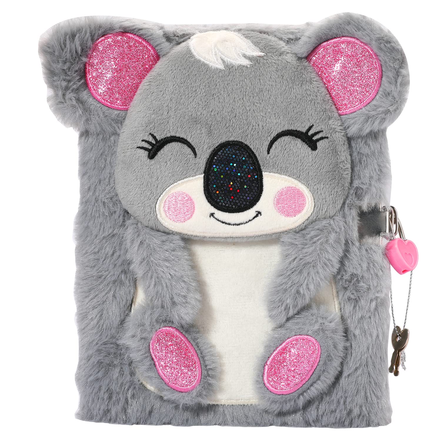Cuaderno Diario Yoytoo Koala Felpa Con Candado Rosa