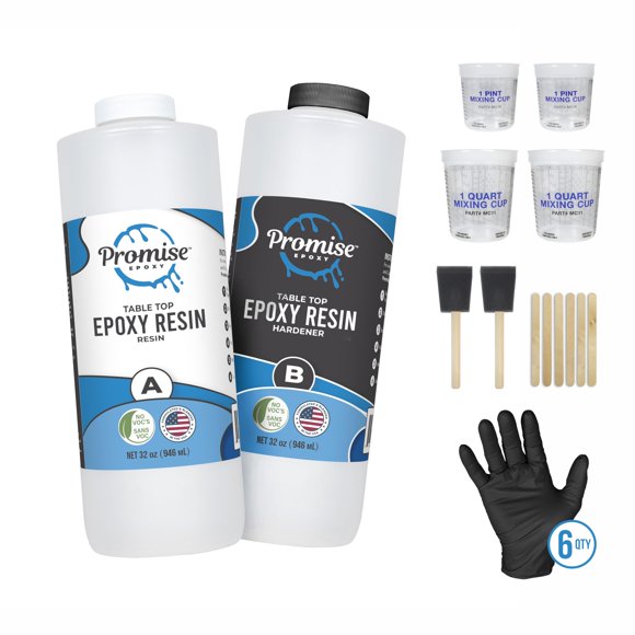 Kit de resina epoxídica Promise Epoxy para mesa, 1,9 L (960 ml de resina y 960 ml de endurecedor)
