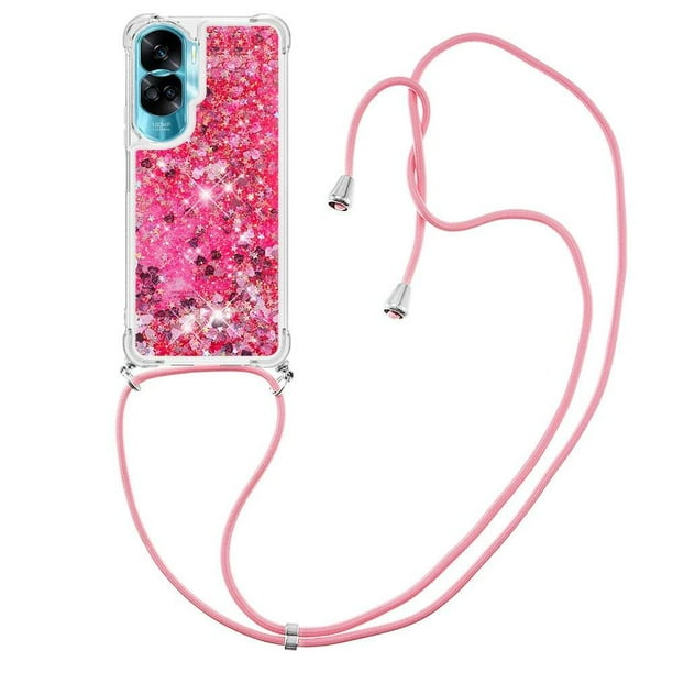 Funda FOXDOCK para Honor 90 Lite con Cuerda Ajustable, Brillo Líquido, Protección Antigolpes y Lente – Ideal para Regalo