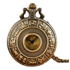 Genérico - Reloj Bolsillo Retro Metal Zodiac Map Xx33