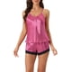 thumbnail image 1 of INSPIRE CHIC Conjunto de Pijama de Satén para Mujer sin Mangas con Escote en V con Encaje Cruzado en la Espalda y Pantalones Cortos Ropa de Dormir Sedosa L Rosa, 1 of 6