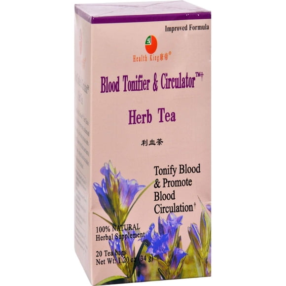 Tonificador y circulador de sangre Herb Tea Health King, 20 bolsitas de té