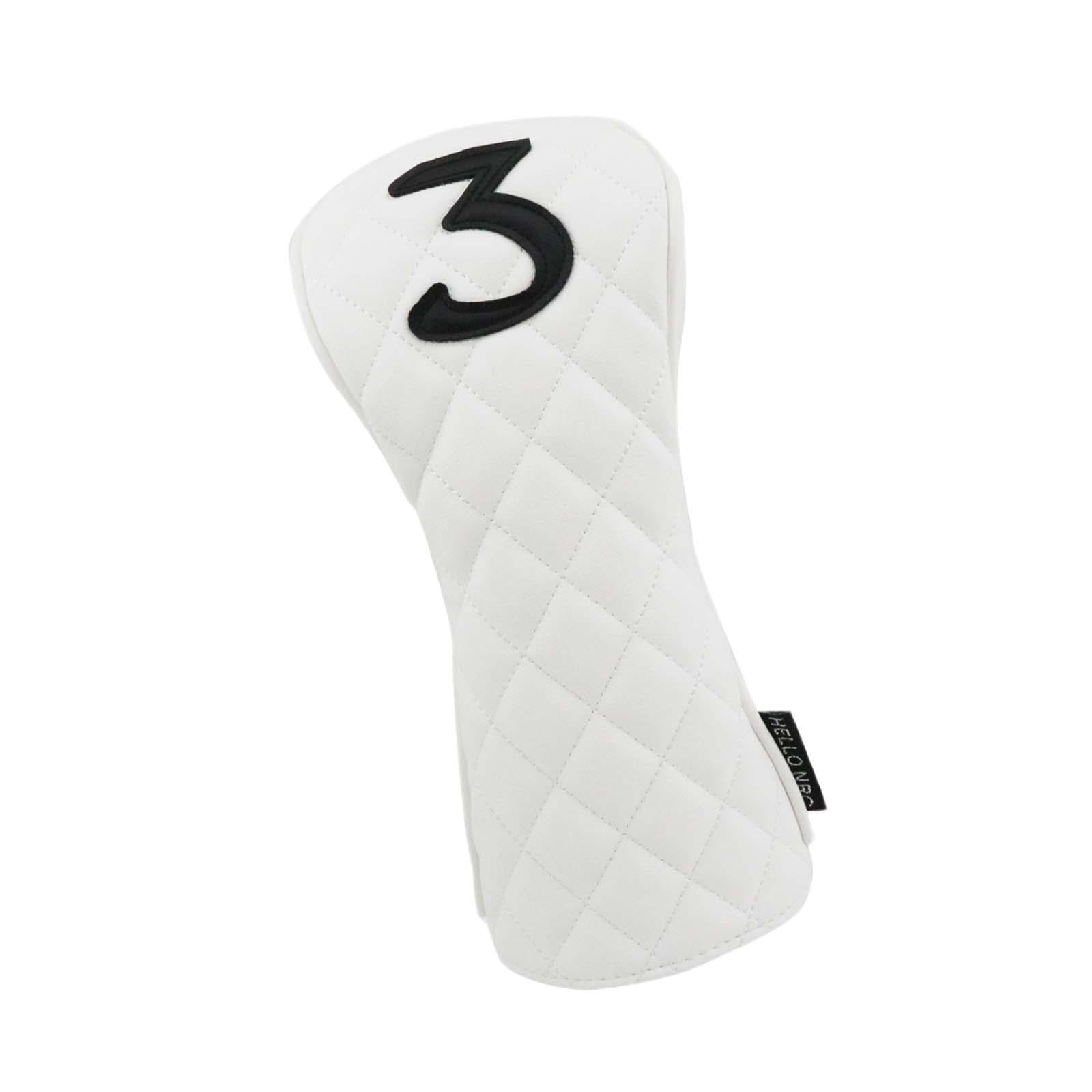 Ioensy - Funda De Madera Para Palos De Golf, Cuello Largo, Funda De Madera Para Palos De Golf Para Deportes Al Aire Libre, Adultos, N.º 3, Color Blanco