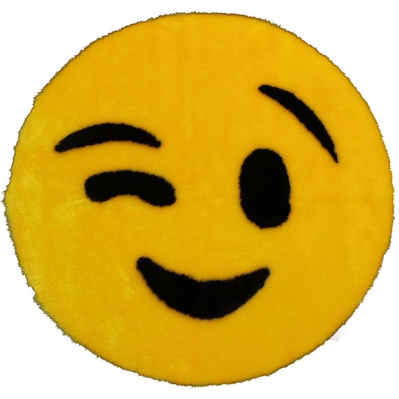 Alfombra Walk on Me Emoji Guiño de Piel Sintética Suave Amarilla
