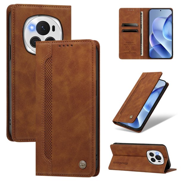 Funda Billetera para Honor Magic6 Pro Imán y Resistente Marrón